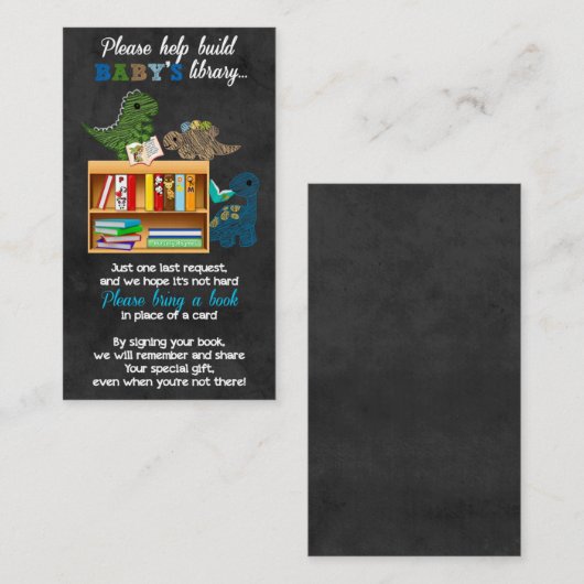 Dinosaurs Chalk Book Request in plaats van Kaart # Visitekaartje (Voorkant / Achterkant)