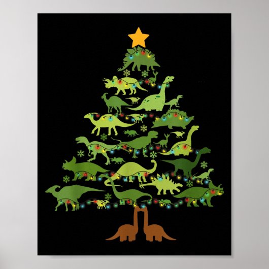 Dinosaurs Christmas Kids Christmas Tree Funny Love Poster (Voorkant)