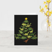 Dinosaurs Christmas Tree Merry Dinomas Funny Famil Kaart (Gele Bloem)