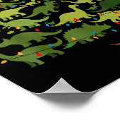 Dinosaurs Christmas Tree Merry Dinomas Funny Famil Poster (Hoek)