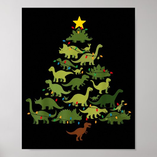 Dinosaurs Christmas Tree Merry Dinomas Funny Famil Poster (Voorkant)