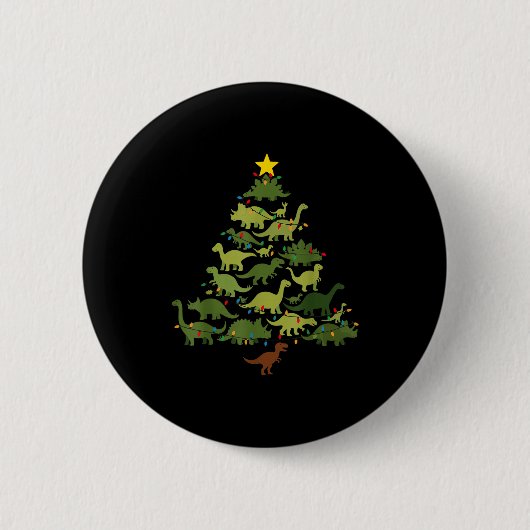 Dinosaurs Christmas Tree Merry Dinomas Funny Famil Ronde Button 5,7 Cm (Voorkant)