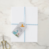 Dinosaurs Crossing Footprint Baby Shower  Cadeaulabel (Met Touw)