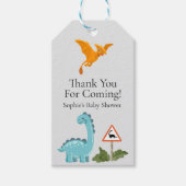 Dinosaurs Crossing Footprint Baby Shower  Cadeaulabel (Voorkant)