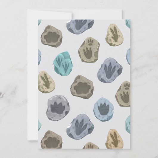 Dinosaurs Crossing, T-rex Baby Shower Bedankkaart (Achterkant)