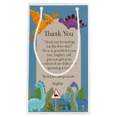 Dinosaurs Crossing, T-rex Baby Shower Klein Cadeauzakje (Voorkant)