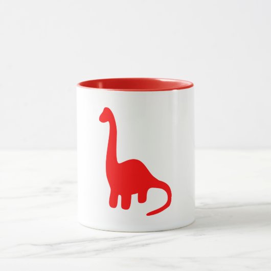 Dinosaurs | Cute Red Long-Necked Brontosaurus Mok (Midden)