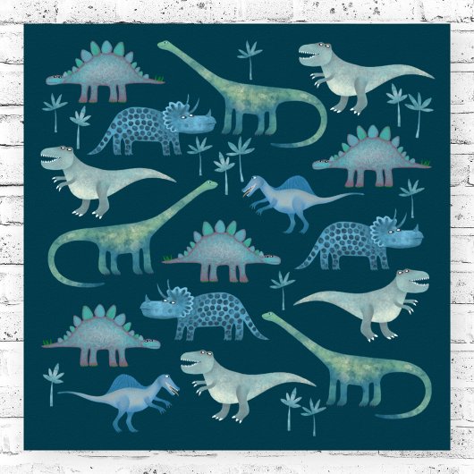 Dinosaurs Donkergroen Poster