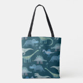 Dinosaurs Donkergroen Tote Bag (Achterkant)