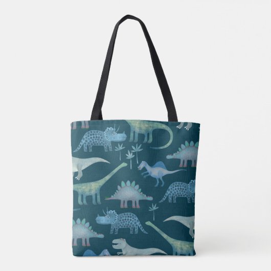 Dinosaurs Donkergroen Tote Bag (Achterkant)