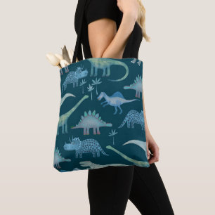 Dinosaurs Donkergroen Tote Bag