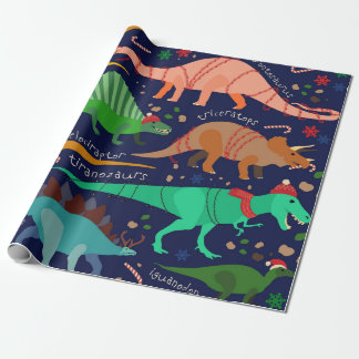 DINOSAURS DRESSED FOR CHRISTMAS CADEAUPAPIER