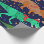 DINOSAURS DRESSED FOR CHRISTMAS CADEAUPAPIER (Hoek)