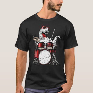 Dinosaurs Drums Music Plays rex Drummer Dino Bo T-shirt