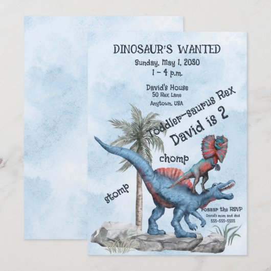 DINOSAUR'S GEZOCHT 2 Jaar Oud Verjaardag Kaart (Voorkant / Achterkant)