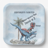DINOSAUR'S GEZOCHT 2 Jaar Oud Verjaardag Papieren Bordje (Voorkant)