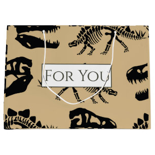 Dinosaurs Gold Jurassic Pattern Large Gift Bag Groot Cadeauzakje