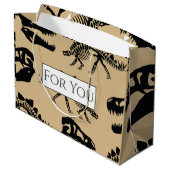 Dinosaurs Gold Jurassic Pattern Large Gift Bag Groot Cadeauzakje (Achterkant Gekanteld)
