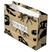 Dinosaurs Gold Jurassic Pattern Large Gift Bag Groot Cadeauzakje (Voorkant Gekanteld)