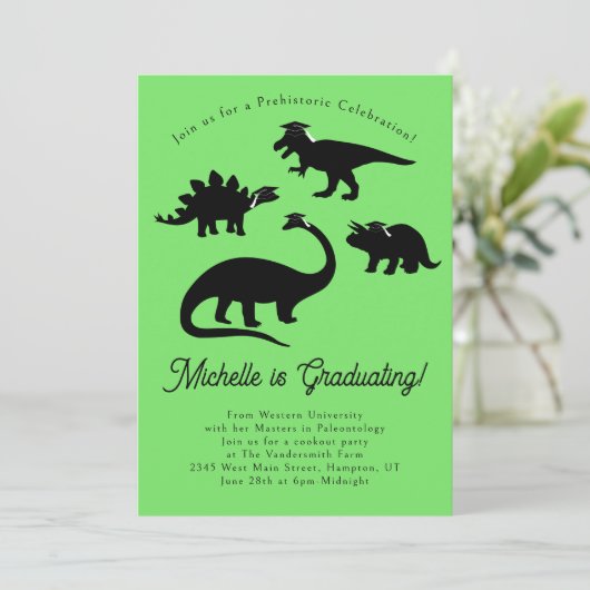 Dinosaurs Graduation Party Kaart (Staand voorkant)