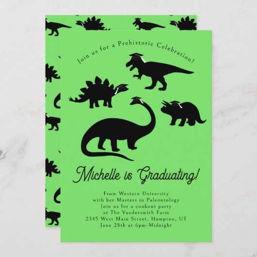 Dinosaurs Graduation Party Kaart (Voorkant / Achterkant)