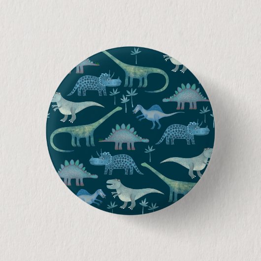 Dinosaurs Green Ronde Button 3,2 Cm (Voorkant)