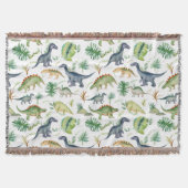 Dinosaurs Grren Waterverf Kinder Pattren Deken (Voorkant)
