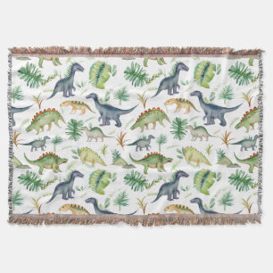 Dinosaurs Grren Waterverf Kinder Pattren Deken