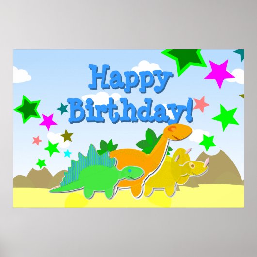 Dinosaurs Happy Birthday Poster (Voorkant)