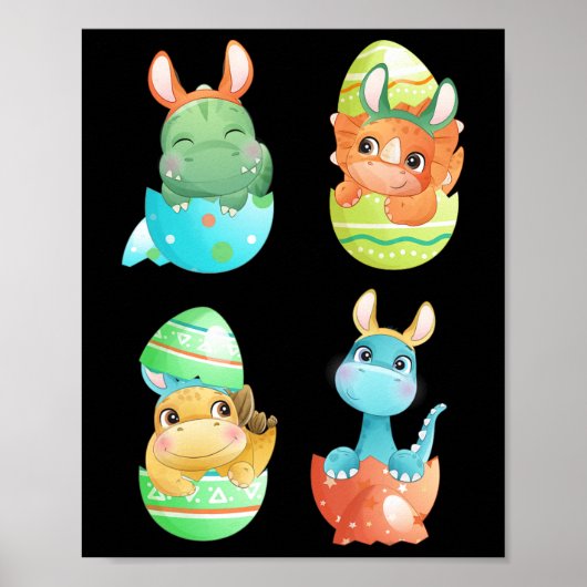 Dinosaurs Hatch Out Of Easter Eggs  Poster (Voorkant)