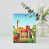 Dinosaurs in een dino park briefkaart (Staand voorkant)