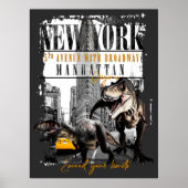 Dinosaurs in Manhattan NYC Poster (Voorkant)
