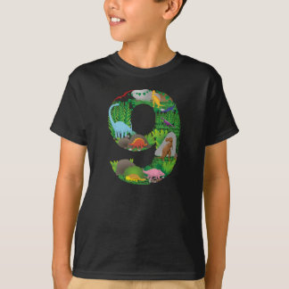 Dinosaurs Jungle Scene ninth Birthday number nine T-shirt