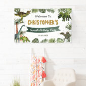 Dinosaurs Jurassic Birthday Party Welkomstachtergr Spandoek (Insitu)