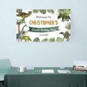 Dinosaurs Jurassic Birthday Party Welkomstachtergr Spandoek (Beurs)