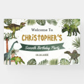 Dinosaurs Jurassic Birthday Party Welkomstachtergr Spandoek (Horizontaal)