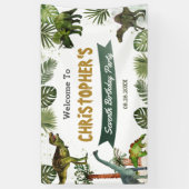 Dinosaurs Jurassic Birthday Party Welkomstachtergr Spandoek (Verticaal)