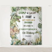 Dinosaurs Jurassic Birthday Party Welkomstachtergr Wandkleed (Voorkant)