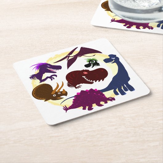 Dinosaurs Kartonnen Onderzetters (Schuin)