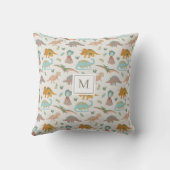 Dinosaurs Kids Hand Drawn Boho Dinosaur Monogram Kussen (Achterkant)