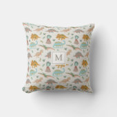 Dinosaurs Kids Hand Drawn Boho Dinosaur Monogram Kussen (Voorkant)