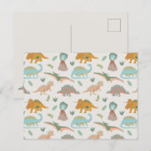 Dinosaurs Kids Hand Drawn Boho Dinosaur Pattern Briefkaart (Voorkant / Achterkant)