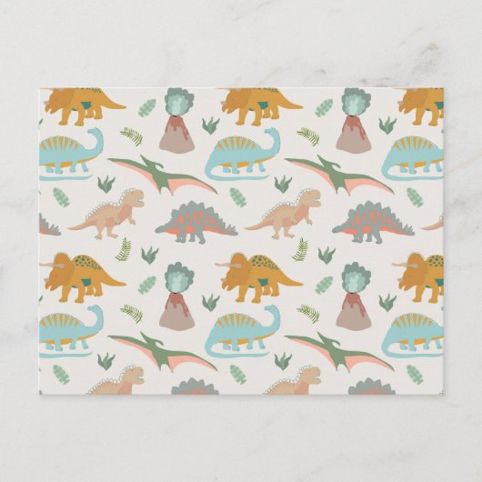 Dinosaurs Kids Hand Drawn Boho Dinosaur Pattern Briefkaart (Voorkant)