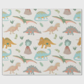 Dinosaurs Kids Hand Drawn Boho Dinosaur Pattern Cadeaupapier (Vlak)