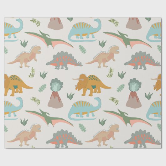 Dinosaurs Kids Hand Drawn Boho Dinosaur Pattern Cadeaupapier (Vlak)