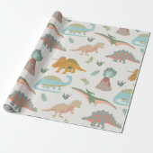 Dinosaurs Kids Hand Drawn Boho Dinosaur Pattern Cadeaupapier (Uitgerold)
