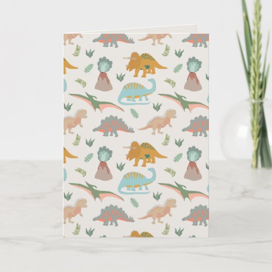 Dinosaurs Kids Hand Drawn Boho Dinosaur Pattern Kaart (Voorkant)