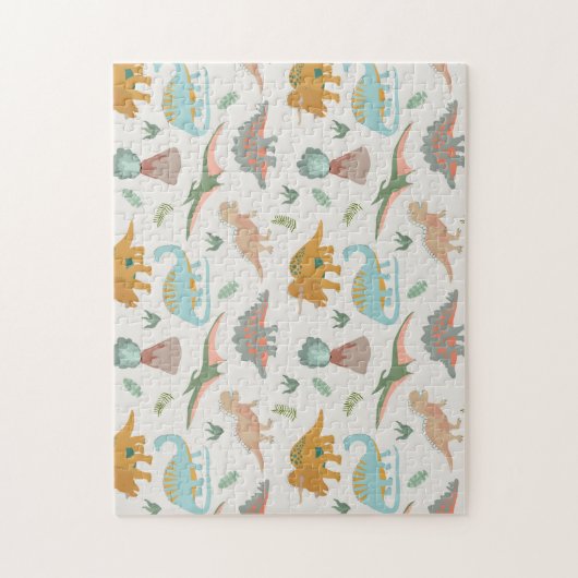 Dinosaurs Kids Hand Drawn Boho Dinosaur Pattern Legpuzzel (Verticaal)