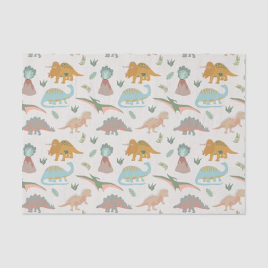 Dinosaurs Kids Hand Drawn Boho Dinosaur Pattern Tissuepapier (Voorkant)