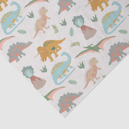 Dinosaurs Kids Hand Drawn Boho Dinosaur Pattern Tissuepapier (Detail)
